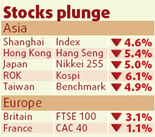 Sell-off spills more blood on bourses