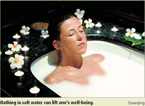 Add salt to bath water for a soothing soak