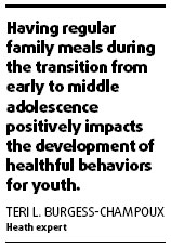 Family meals good for teens