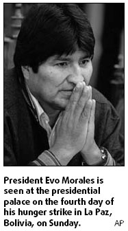 Bolivia's Morales on protest hunger strike