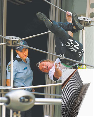 'Spiderman' on Sydney building held
