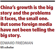 China's growth path unique, says US scholar