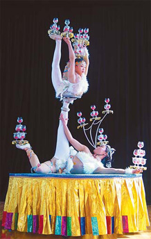 Acrobats pull a stunt