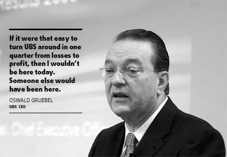 Gruebel glum as withdrawals curb UBS recovery