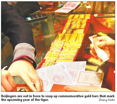 Roaring trade for tiger gold bars in city