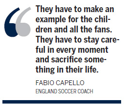 Capello warns pampered England stars