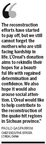 L'Oreal brings help to poor mums of child quake victims