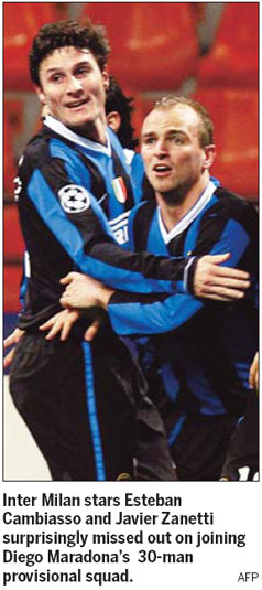 Inter's Cambiasso, Zanetti overlooked