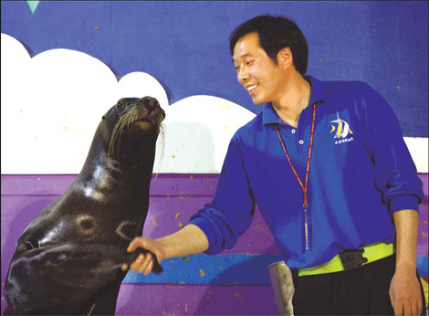 Seals are the real deal for aquarium trainer