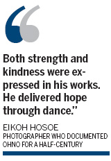 Dancer Ohno was legend of Butoh