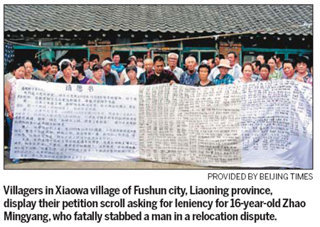 Villagers plead leniency for boy who 'killed' a man