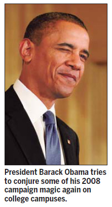 Obama campaigns to bring back the magic