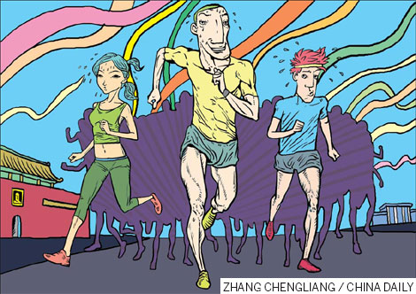 The exhausted happiness of the long-distance runner