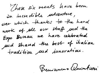 Beniamino Quintieri Commissioner General of the Italy Pavilion