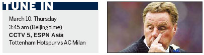 Spurs boss Redknapp vows to attack Milan
