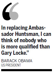 Obama says Locke will bolster ties as new ambassador to China