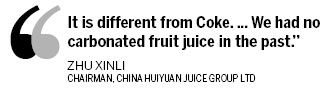 China Huiyuan bets on sparkling fruit juice sales