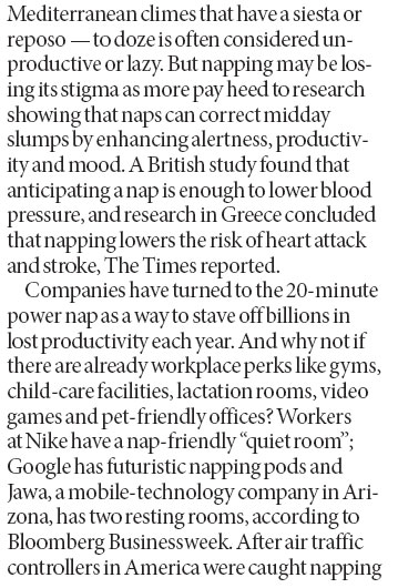 A nod toward the nap
