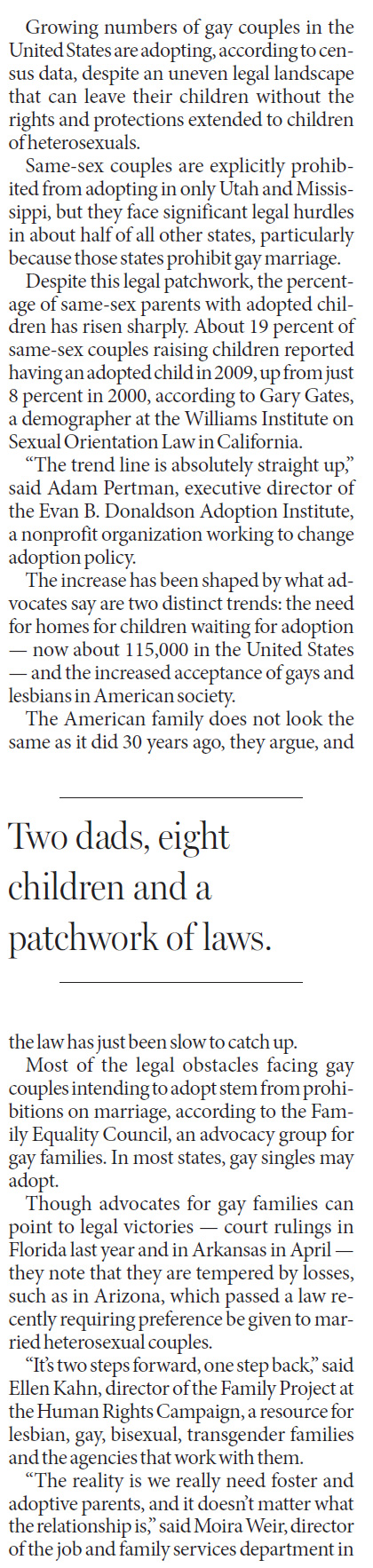 Same-sex couples increase adoptions