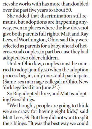 Same-sex couples increase adoptions