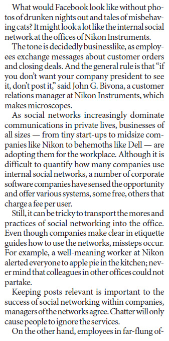 Social networking, at work