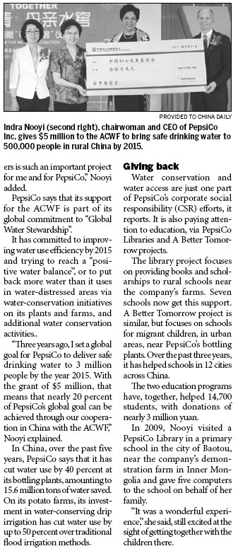 Charity Special: For PepsiCo,providing safe water and saving water is the message