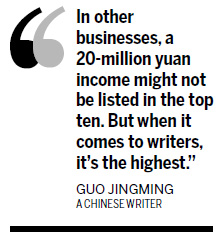 Guo Jingming tops rich writers' list