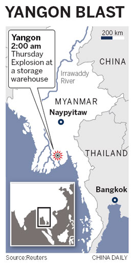 Myanmar warehouse blast sparks blaze, kills at least 17
