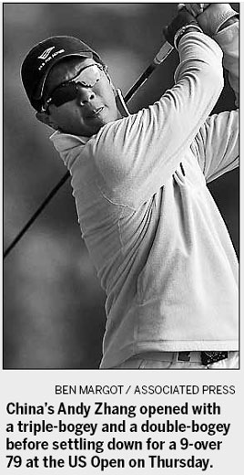 Teenager Zhang battles nerves in US Open debut