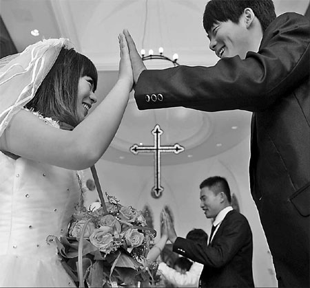 More Chinese tie the knot in churches