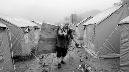 Temporary housing being set up for victims