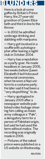 Newspapers warned over nude photos of Prince Harry