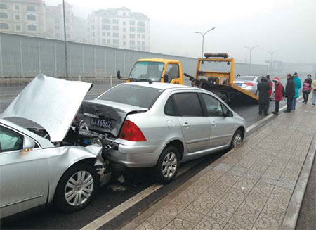 Slippery streets result in accidents