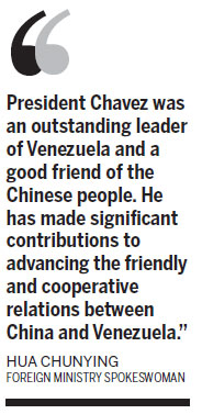 Chavez was a 'good friend of Chinese people'