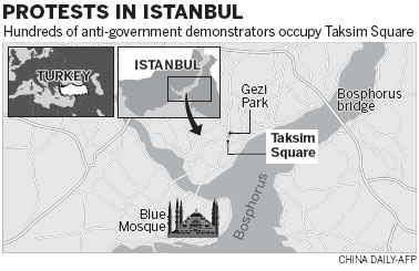 Protesters occupy Istanbul public square