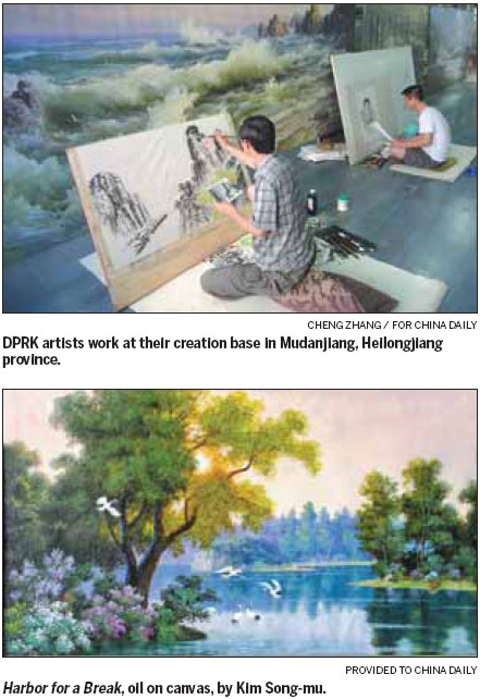 DPRK painters display creativity in Mudanjiang