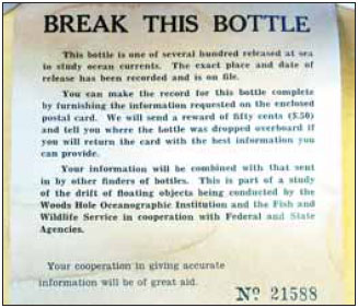 Message in a bottle found 58 years after set adrift
