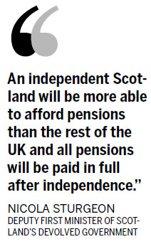 Scotland split could 'risk' its pensions