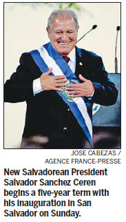 El Salvador swears in ex-guerilla as president