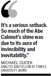 Scandals, sluggish economy take toll on Abe's popularity