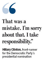 Clinton apologizes for private e-mail server