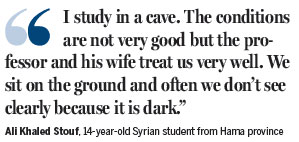 Schoolchildren learn lessons in cave