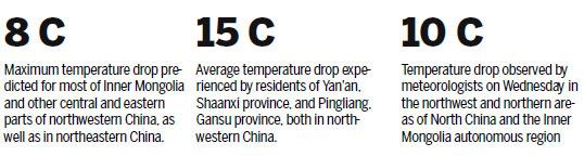 Temperatures nosedive in the north