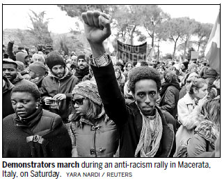 Thousands march in anti-racism rallies after Italy migrant shootings