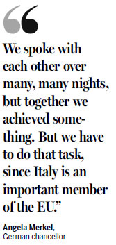 Merkel urges Rome to back eurozone