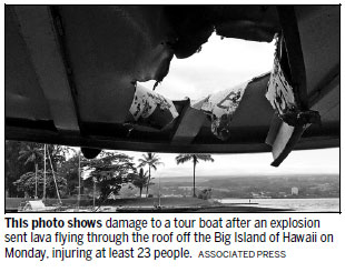 'Lava bomb' injures 23 on boat