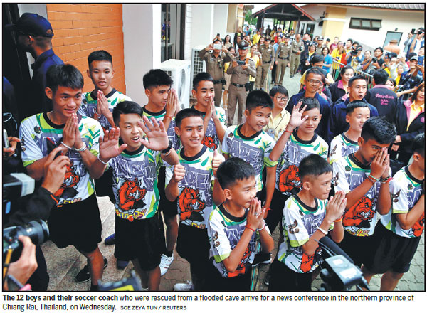 Thai boys leave hospital, speak to media