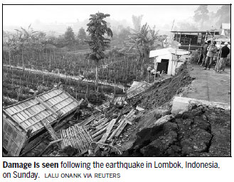 Powerful quake hits Indonesia's Lombok, at least 14 killed