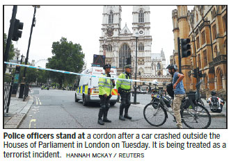Man held after 'terror attack' near Houses of Parliament in London