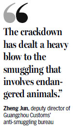 Customs officers seize smuggled rare animal parts